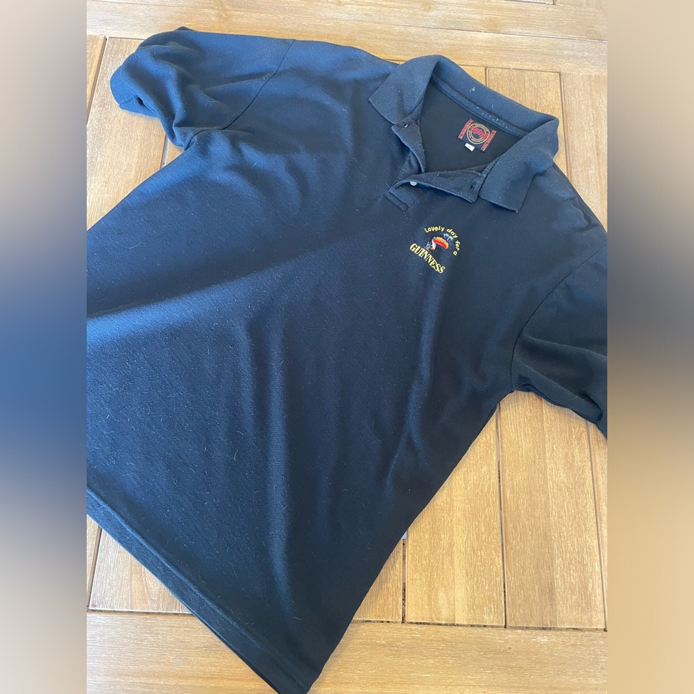 Guiness Dublin Men's L Black Short Sleeve Embroidered Logo Polo Shirt
